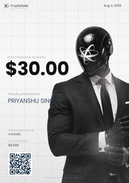 PropScholar payout certificate — PRIYANSHU SINGH, $30