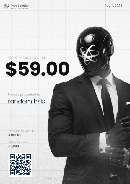 PropScholar payout certificate — random hsis, $59