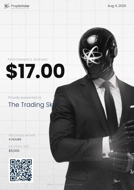 PropScholar payout certificate — The Trading Skull, $17