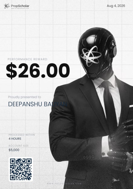 PropScholar payout certificate — DEEPANSHU BALIYAN, $26