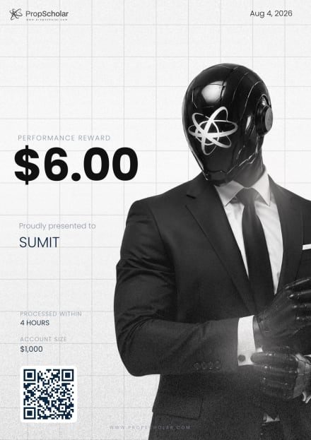 PropScholar payout certificate — SUMIT, $6
