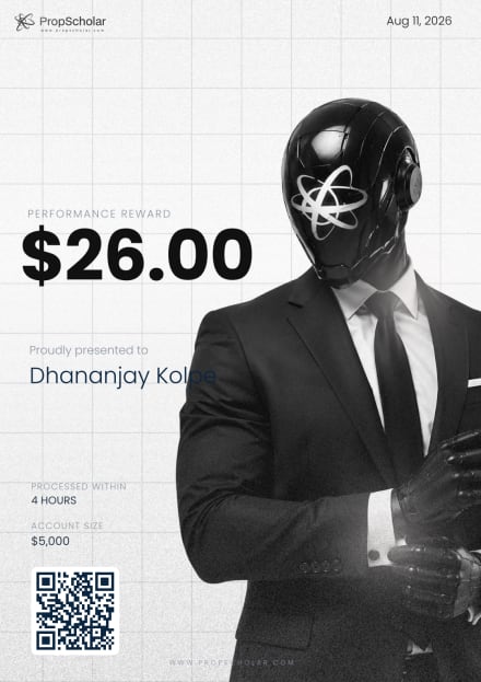 PropScholar payout certificate — Dhananjay Kolpe, $26