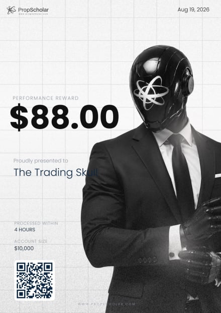 PropScholar payout certificate — The Trading Skull, $88